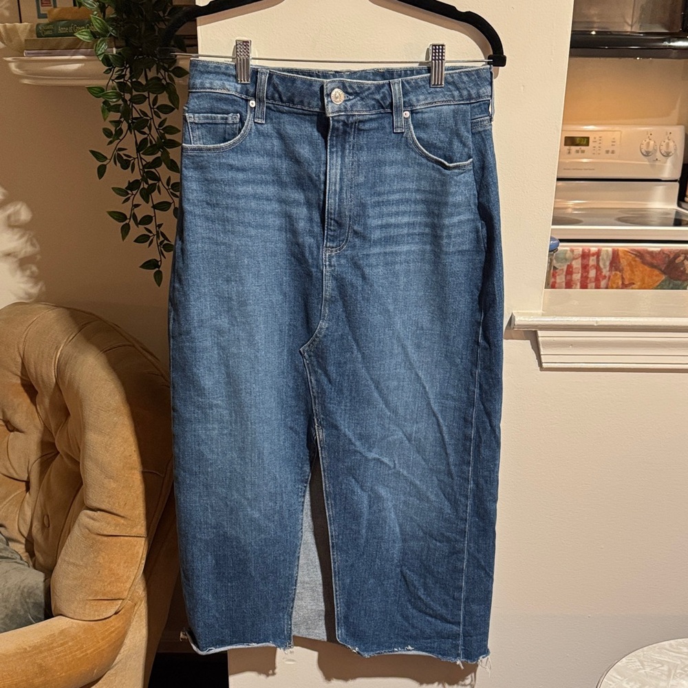 PAIGE Blue Denim Midi Skirt